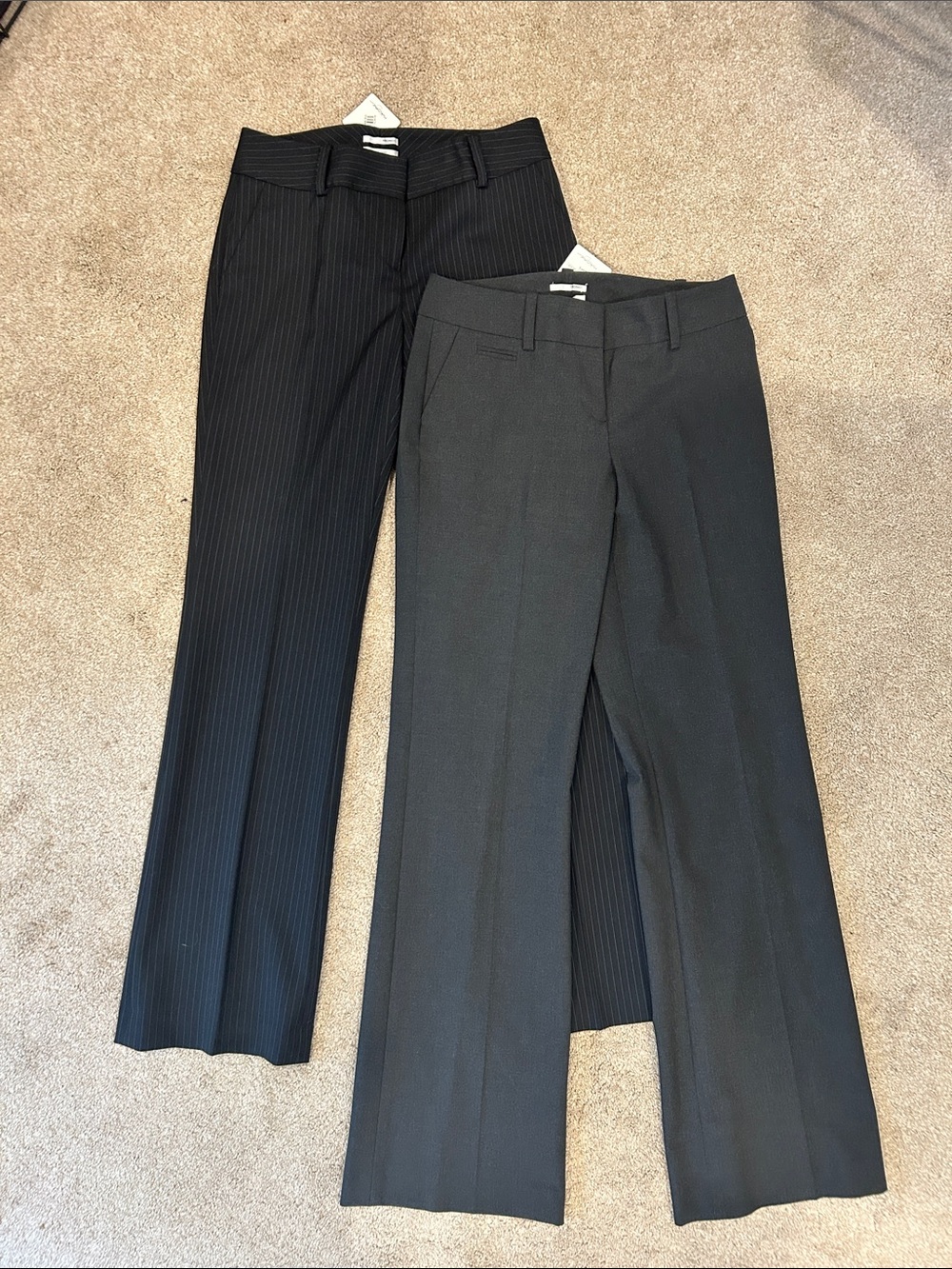 NWT Halogen Black Pinstripe and Solid Charcoal Dress Trousers Duo